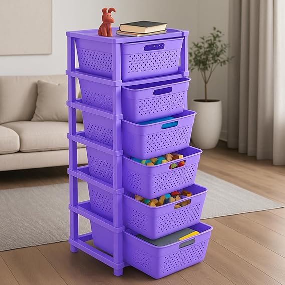 6-Tier Plastic Storage Cabinet Organizer/Modular Plastic Drawer System for Home, Office, Hospital, Parlor, School, Doctors, and Kids' Rooms