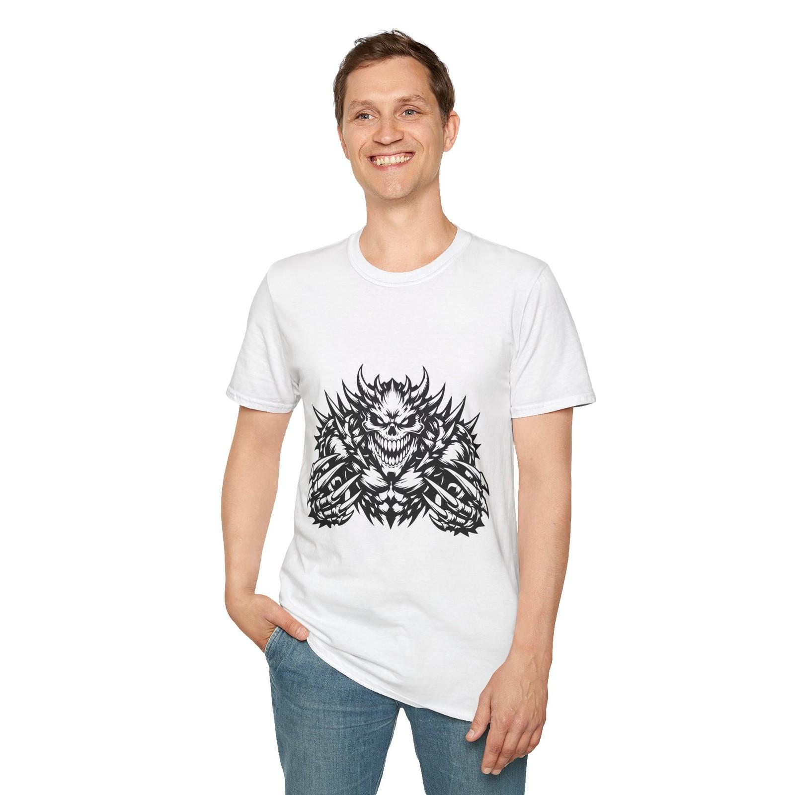 Monster Skull Demon Creature Horror Fangs Claws Gothic Unisex Softstyle T-Shirt S
