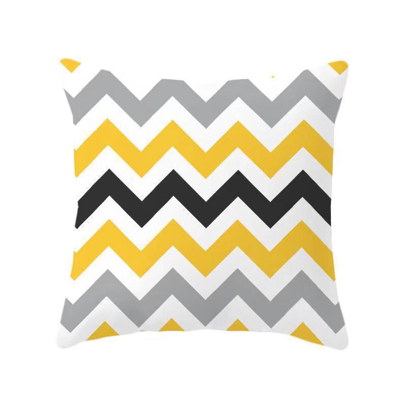 Yellow Geometric Theme Throw Pillow Covers With Digital Printing Of Short Plush Fabric Car-Shaped Sofa Cushion Office Home Decor