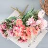 Artificial Mixed Flower Realistic Pan Weaving Tea Rose Chrysanthemum Silk Fake Bouquet for Wedding