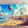 2D Levendige Strand Carnaval Luchtballon Fotografie Achtergrond