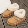 Comemore Thick Bottom Snow Boots Women Winter New Velvet Thickened Warm Round Head Ankle Boots Casual Flat Plush Cotton Shoes