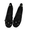 Bow fashion princess shoes soft sole with temperament one word mesh round head rhinestone sweet shallow mouth single shoes flat shoes