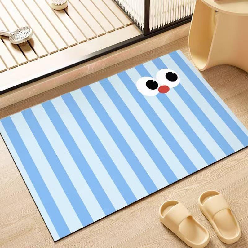 Simple Bathroom Floor Mat Painted Dopamine Toilet Bathroom Door Floor Mat Diatom Mud Water Absorption Quick Drying Foot Mat