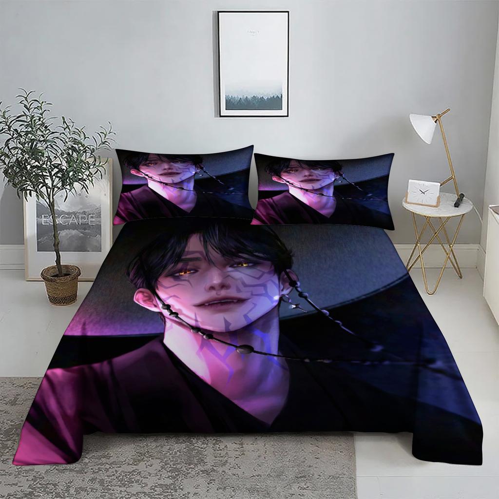 Villain Boy K-Pop D-Demon Hunters 3D Printed Bed Sheet Set with Pillowcase Soft Bedding Kit for Home Decor