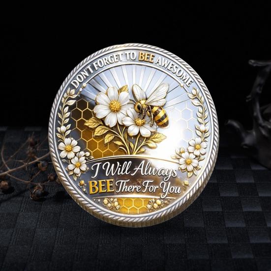 Bee Kind Bee Positive Challenge Coin Double Sided Inspirational Bee Commemorative Coin Collectible Metal Token Motivational Gift for Women Men