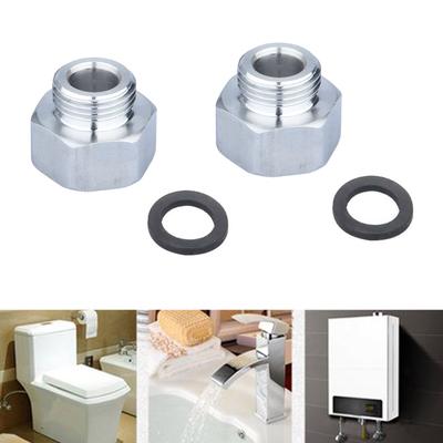 Packung mit 2 Edelstahl-Wasserrohradaptern G1/2 Innengewinde auf G3/8 Außengewindeanschlüsse mit Unterlegscheiben für Wasserhahn