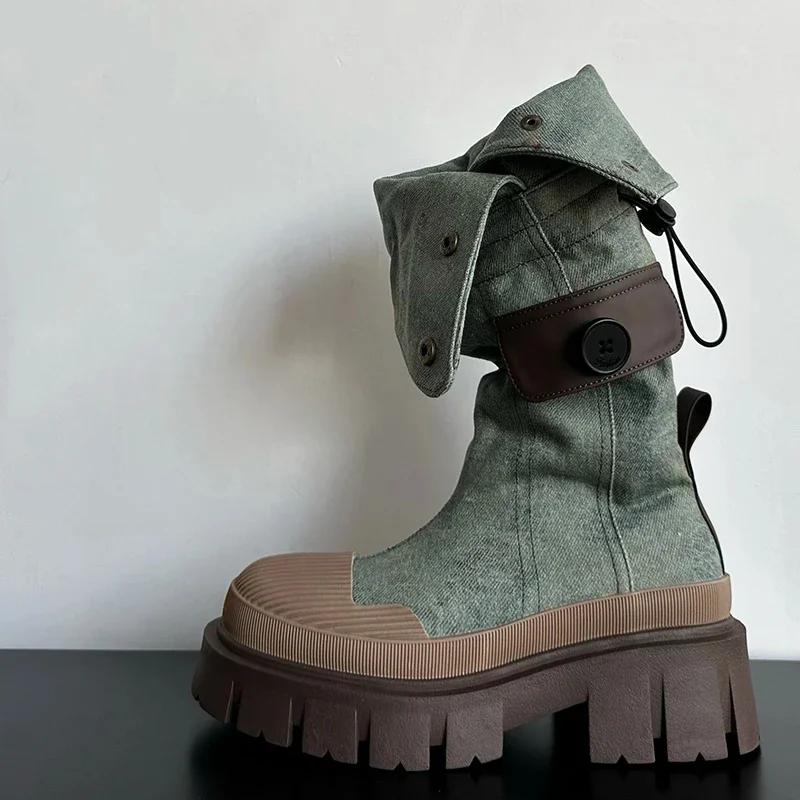 

Новые панк-сапоги на высокой платформе для женщин, модные готические ботинки с толстой подошвой, классная зимняя обувь для девочек, ботинки на платформе 35 светло-синий