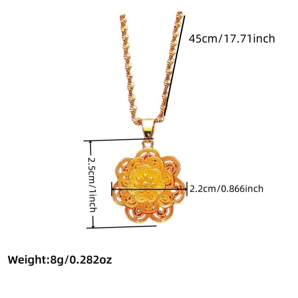 Vietnam Sand Blooming Wealth Necklace Hollowed Flower Lotus Pendant Luxury Clavicle Chain  Gifts