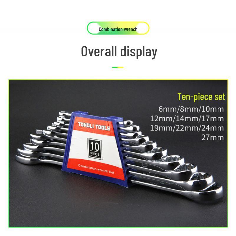 Dual-Use Wrench: Open-End & Ring Spanner 6-30mm Auto Repair Tool
