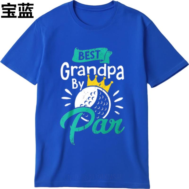 Breathable Tee Travel For Unisex Crew Neck t shirt Best Grandpa By Par With Crown And Golf Ball Retro Unisex tops Classic Tshirt