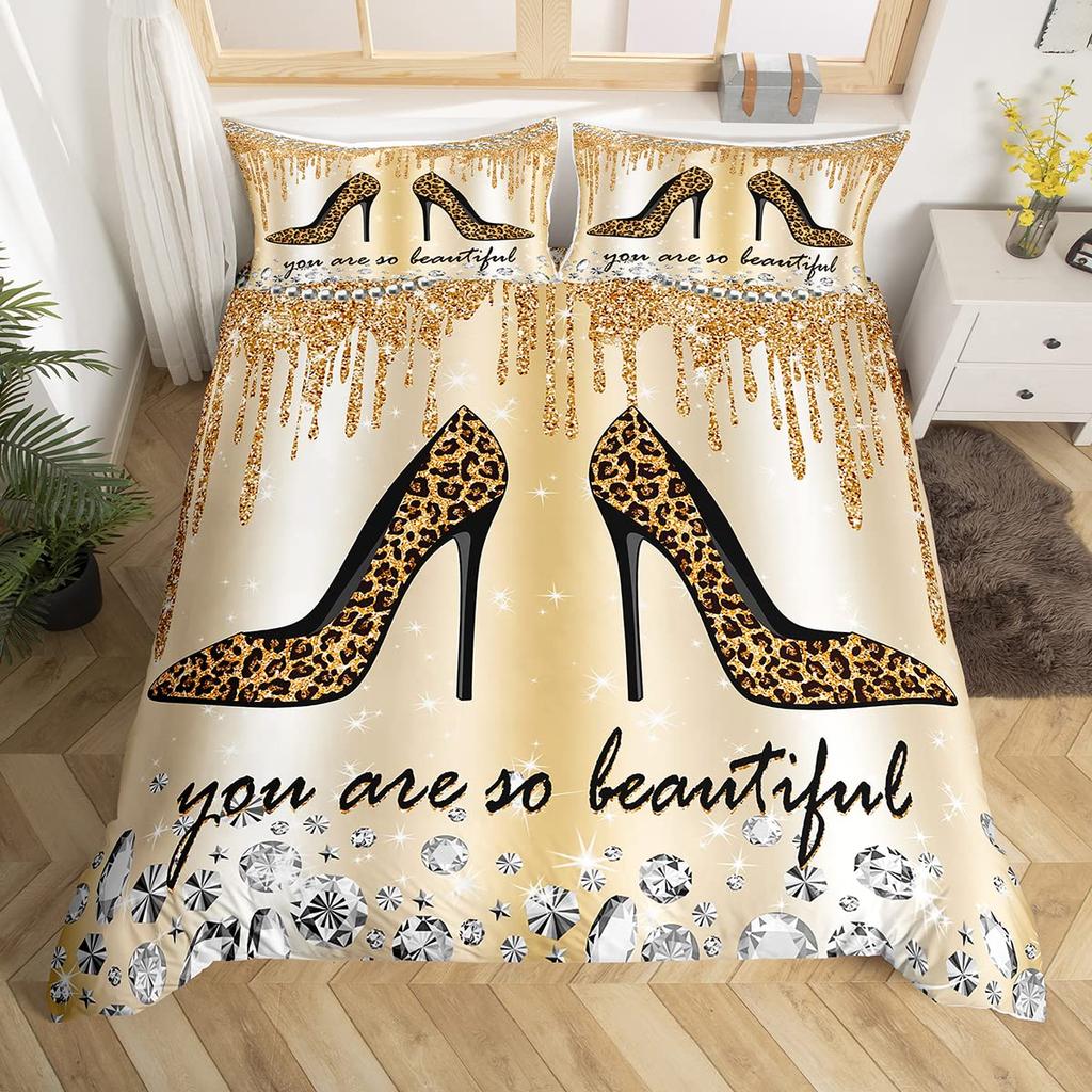 Silver Glitter Bedding Set Bling Party Decorations Duvet Cover For Kids Boys Girls Teens Diamond Comforter Cover Room Decor 3Pcs