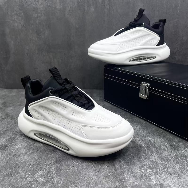 2025 spring men's shoes inner breathable casual versatile platform white shoes men's sports running dad trendy shoes