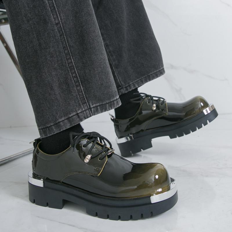 Zapatos Casuales para Hombre Coloridos Cabeza Grande Estilo Británico Suela Gruesa Elevadores Versátiles con Cordones Suela de Goma Calzado para Adultos