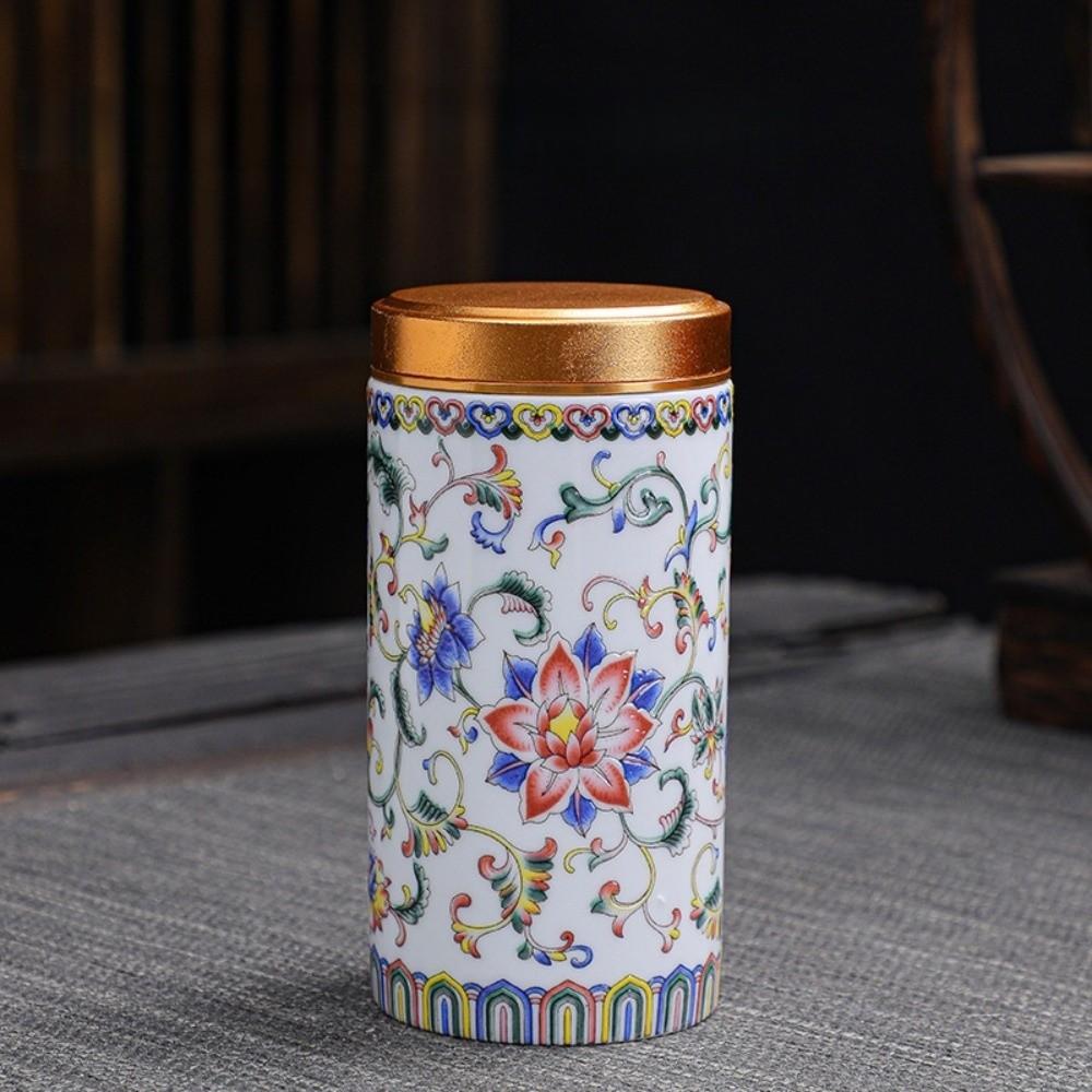 Ceramic Empty Tea Tin Can Mini Chinese Style Tea Packaging Box Versatile Moisture-proof Tea Canister Loose Leaf Tea Storage