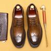 Business Casual Leather Shoes Men'S Genuine Leather Soft Leather Platform British Brock Engraved Men'S Shoes