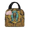 Egyptian Pharaoh With Golden Crown Illustration Insulated Lunch Bag for Women Kids Leakproof Food Boxes Thermal Lunch Box Tote