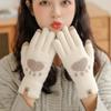 Elastic Knitted Plus Velvet Cat Paw Wool Mittens Female Gloves Driving Gloves  Gloves
