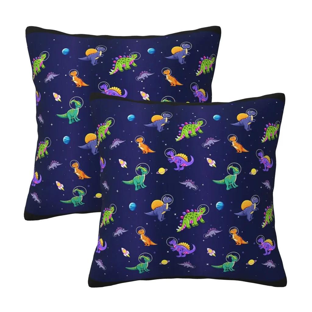 Dinosaur Dinosaurs In Space 2 pcs Square Pillowcase Pillow Cover Cushion Decor Comfort Throw Pillow for Home Car