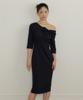 Lucirju One-Shoulder Ribbon Drape Dress (Black)