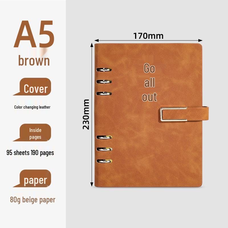 A5 Lambskin Buckle Loose-leaf Business Diary with Custom Logo Option