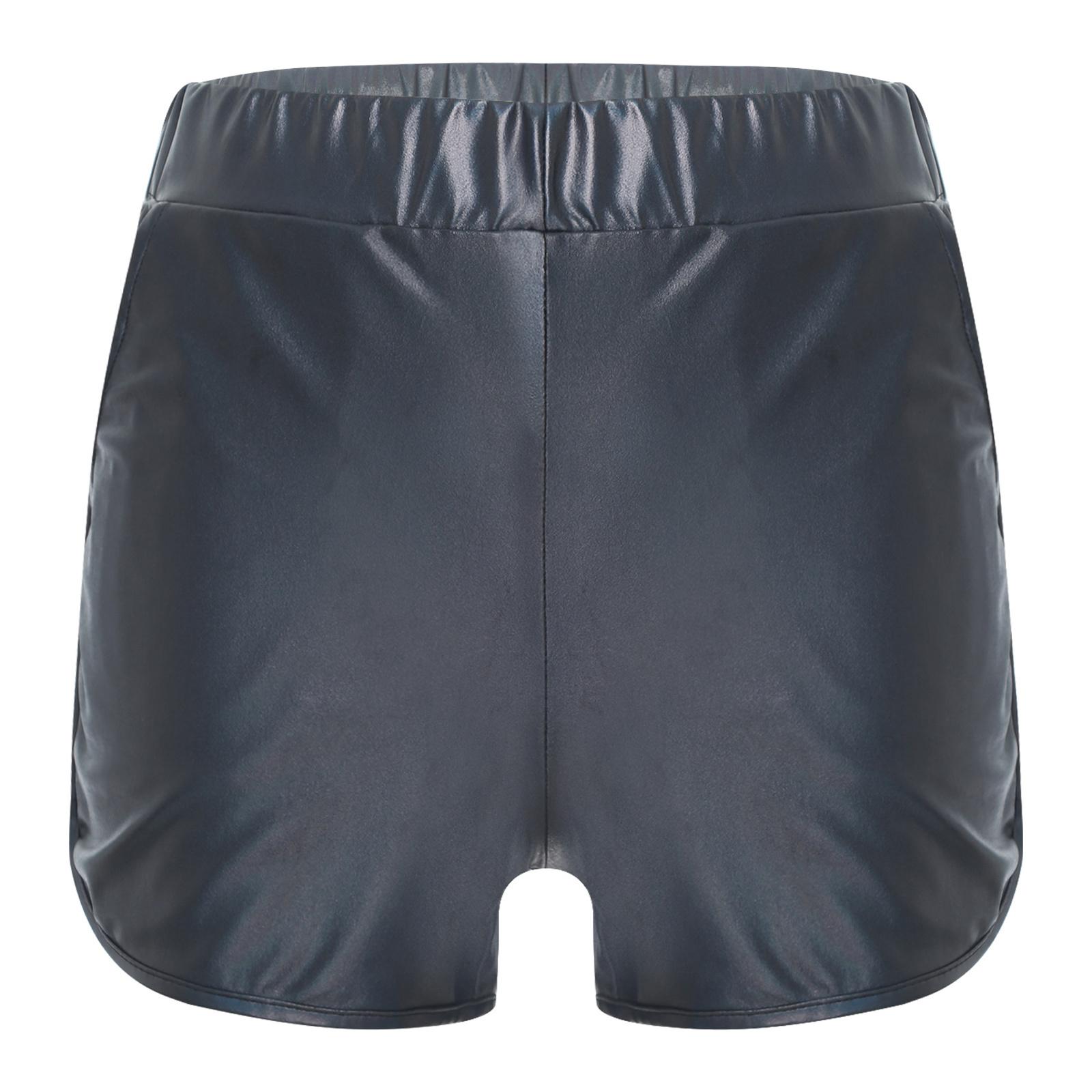 

Чоловічі металізовані гарячі шорти облягаючого крою, шорти для сідниць, бічні кишені для йоги, клубних заходів XL темно-сірий