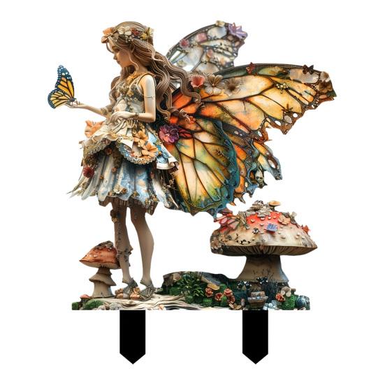 Fairy Garden Decorations Outdoor Acrylic Mushroom Fairy Yard Art Stakes