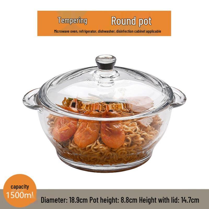 ZISIZ Tempered Glass Soup Bowl with Lid