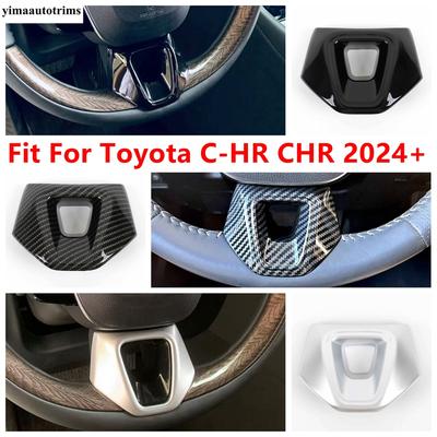 Steering Wheel Frame Decoration Cover Trim For Toyota C-HR CHR 2024 2025 ABS Black / Matte / Carbon Fiber Accessories Interior