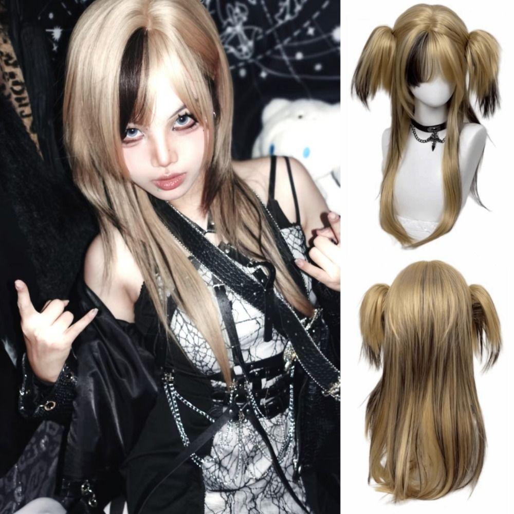 Synthetic Ombre Blonde Black Layered Wig Double Ponytail Cosplay Lolita Wigs  Halloween