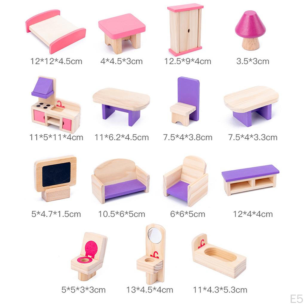 1/12 Scale Doll House Simulation Wood Desk Furniture Set for Living Scene Decor Pretend play