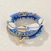 7pcs Bohemian Vacation Style Seed Bead Shell Starfish Pendant Layered Bracelet Set, Summer Beach Boho Jewelry Gift for Women