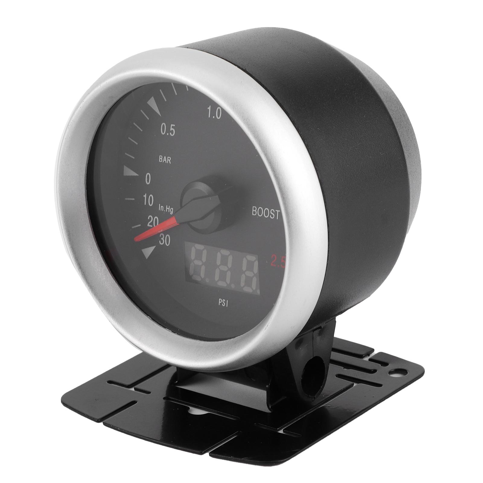 60mm 2.5in 12V Uniwersalny LED Samochodowy Wskaźnik Doładowania Turbo -30-2.5 BAR Kontrola Wskaźnika LED black