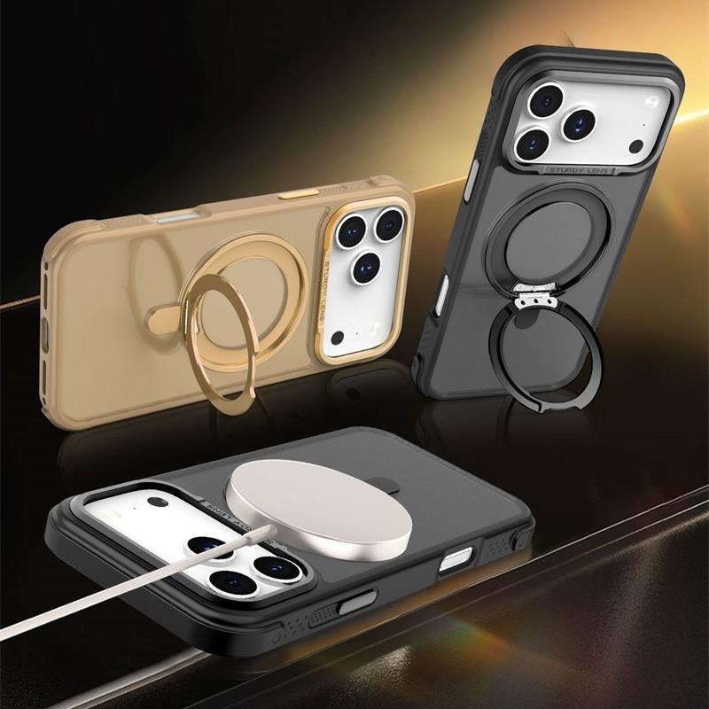 Applicable to Apple 15/16 magnetic mobile phone case damping rotating bracket iphone17pro max skin feeling mobile phone case