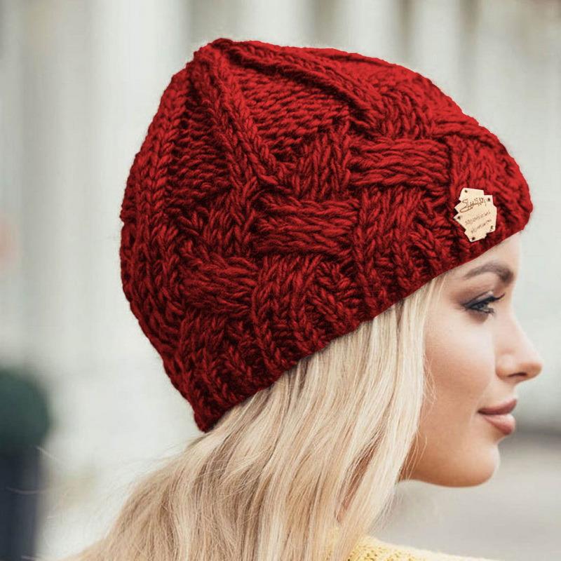 New Winter Hat for Women Knitted Korea Beanie Thick Skullies Hat Autumn Outdoor Warm Streetwear Caps Red Black White Pink