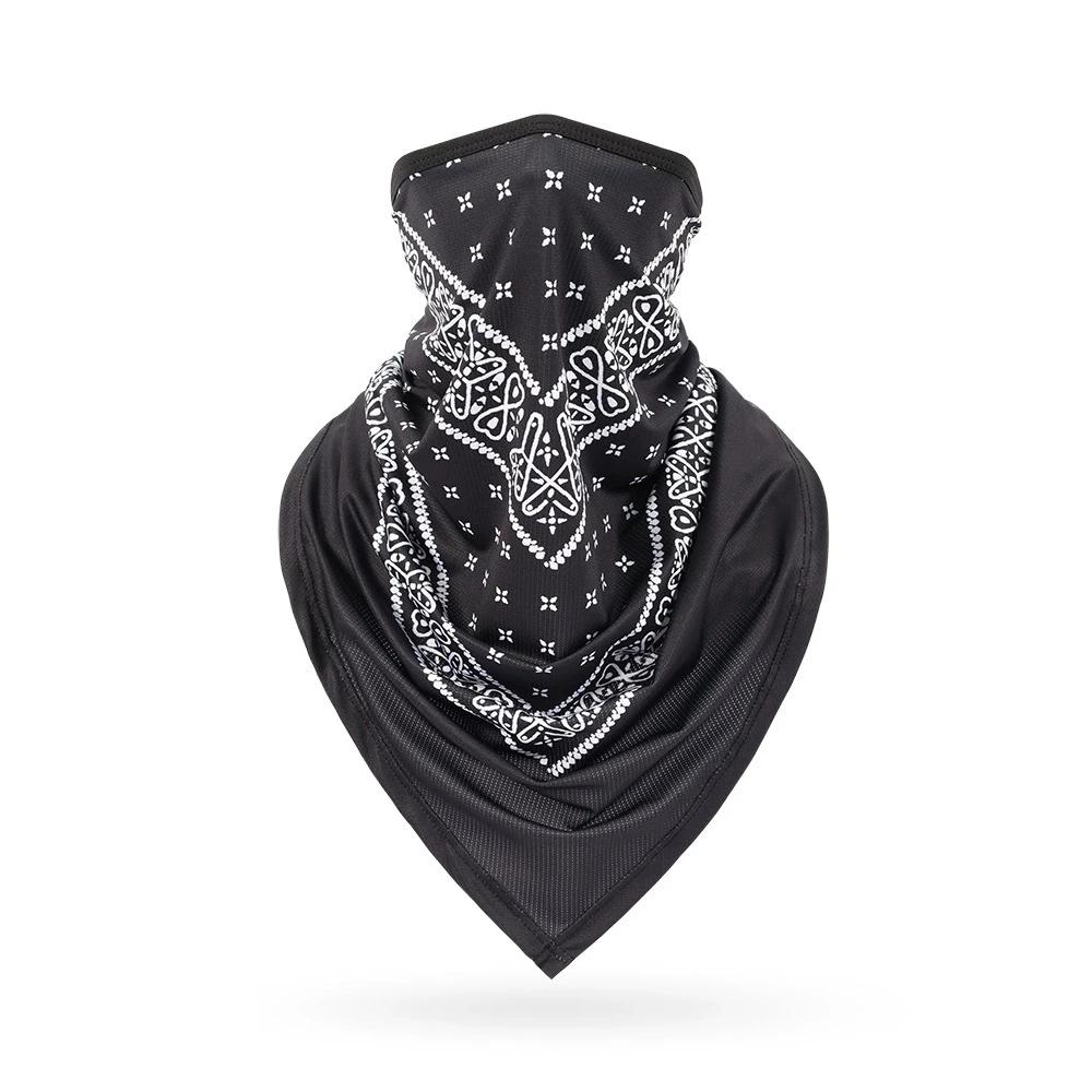 Multifunctioneel Bandana Mask Zwart Wit Hip Hop Bandana Wikkel Paisley Nieuw IJszijde Buis Nekwarmer Wandelen Driehoekige Sjaal One Size black