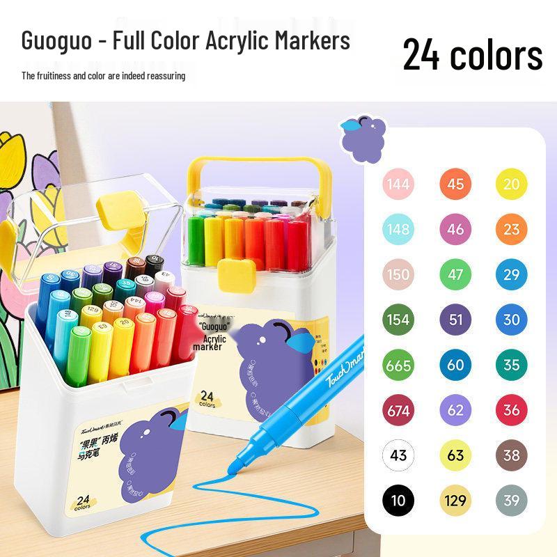 24-Color Washable Watercolor Marker Set for Kids - Acrylic Art & Doodling