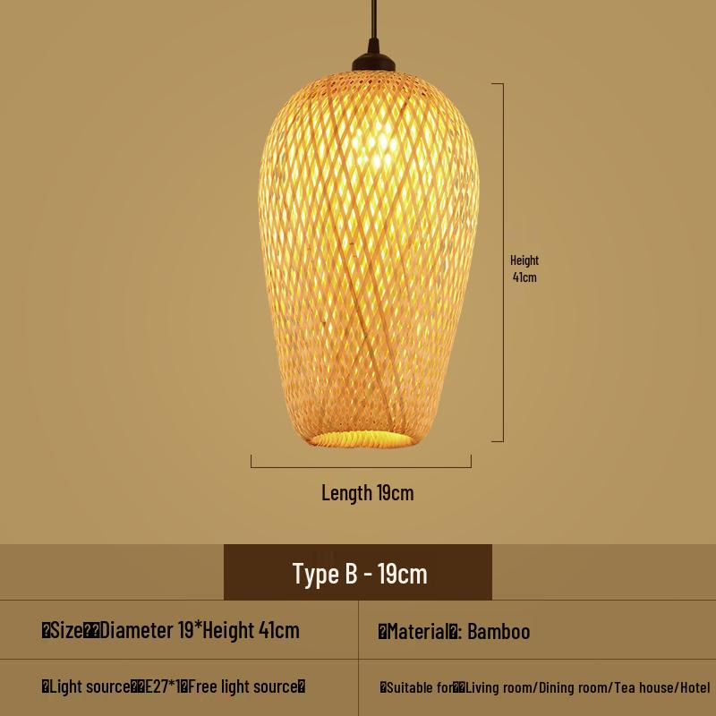Bamboo Woven Pendant Light - Japanese Lantern for Dining, Restaurant, or Tea Room. Rattan Straw Hat Lampshade with New Chinese Art Design.