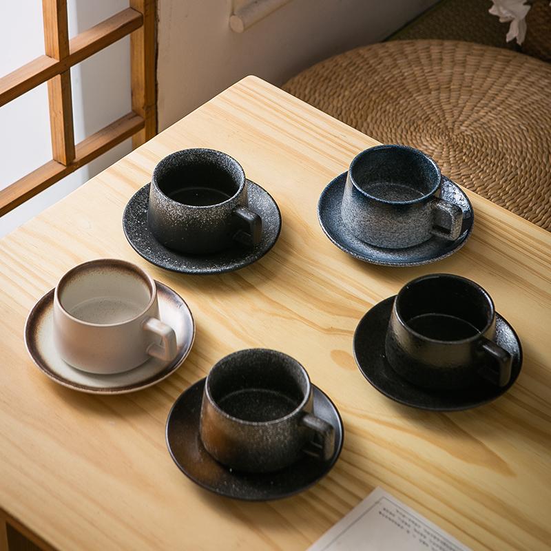 Japanische Vintage Keramik Kaffeetasse Restaurant Zuhause Teeset Teetasse mit Untertasse Büro Trinkbecher Geburtstagsgeschenk Heimdekoration