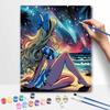 Alice Starry Beach Night Disney Oil Painting Kit, Home Decor Handmade Gift for Adults, Scenic Fantasy Art Craft Paint by Numbers Kit
