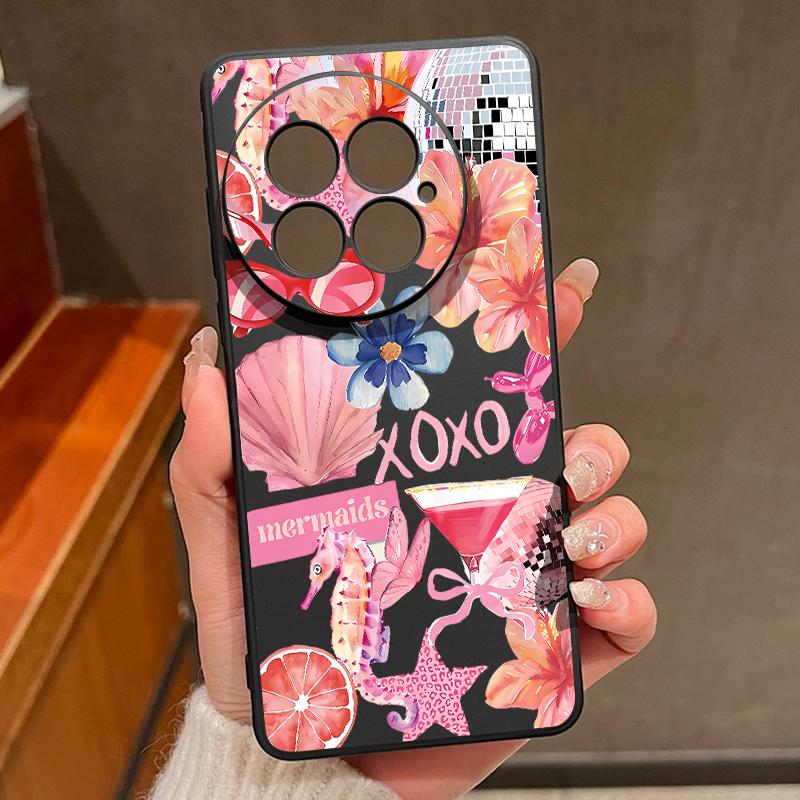 Pink Cartoon Pattern Floral Case For OnePlus 15 13 13T 12 Soft TPU Silicone Cover For Oneplus Nord 5 13R 12R 11R 5G