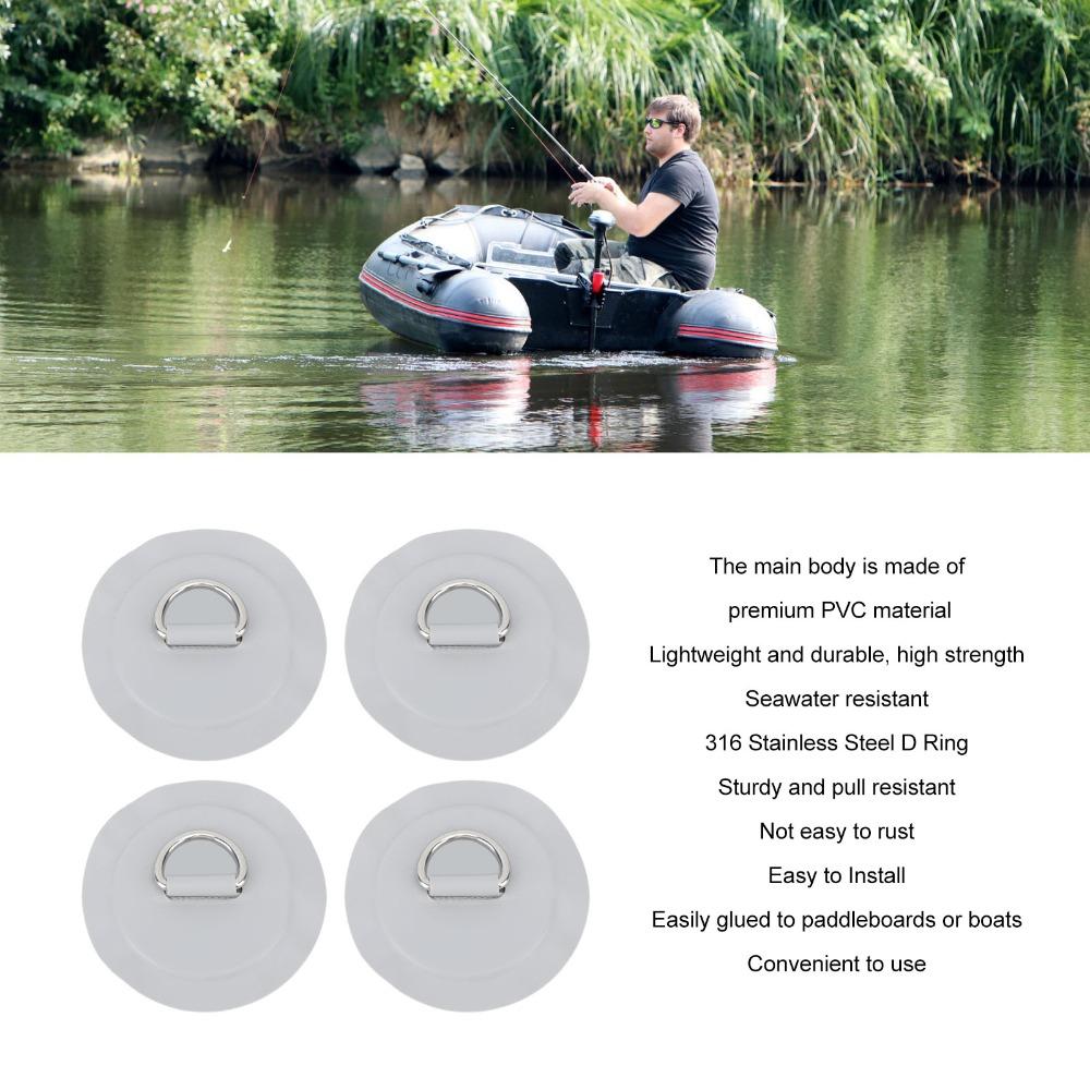 4PCS Round D Ring Patch 3.1 Inch Kayak D Ring Durable PVC Patch for Surfboard Stand Up Paddleboard