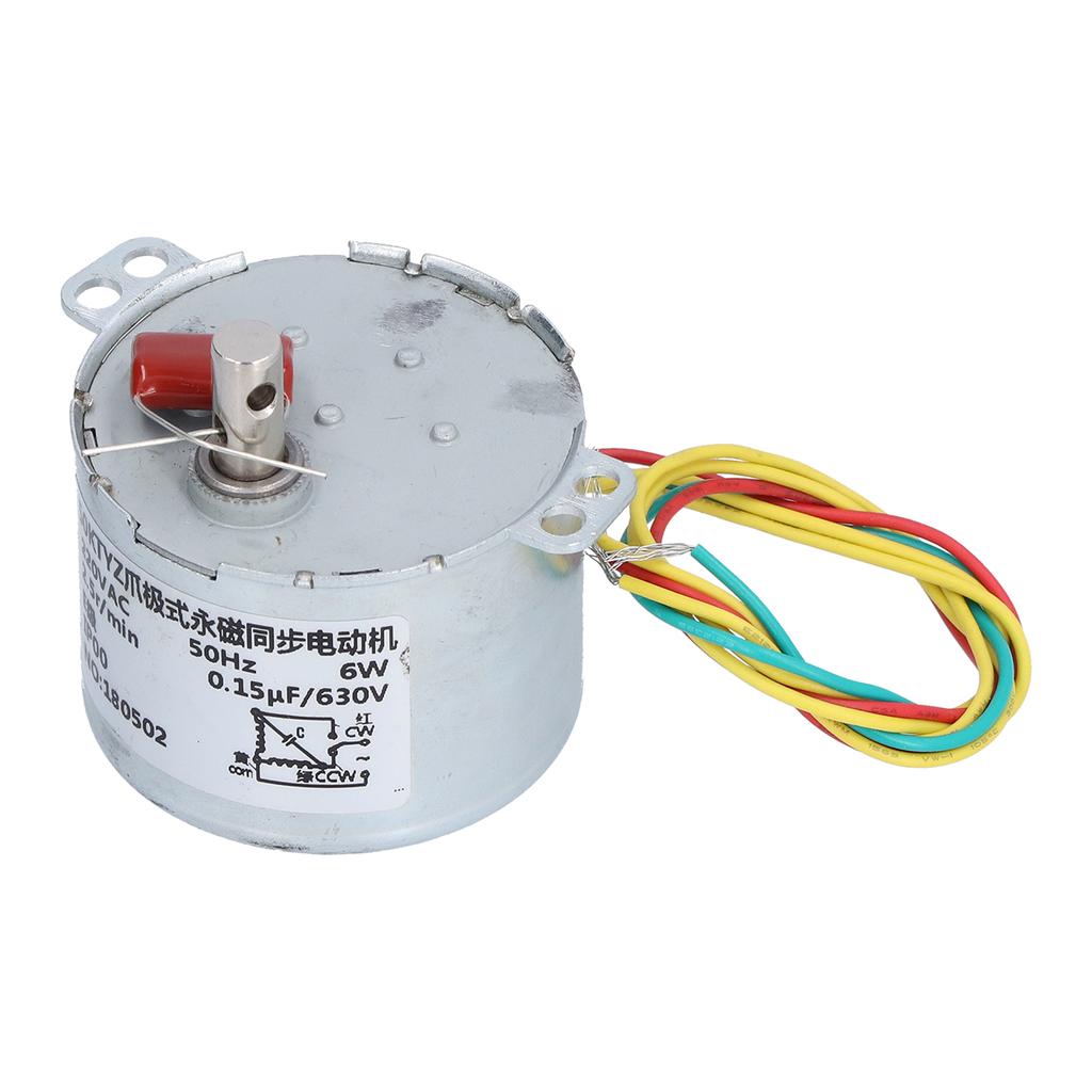 Gear Motor Low Speed Synchronous Electric Machinery Parts with Capacitor AC220V 6W 2.5r Min