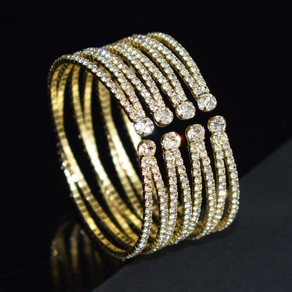 Korean Retro Geometric Rhinestone Double Cross Bracelet Temperament Wild Blogger Style