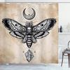 Gold Moth Shower Curtain Moon Phase Curtains For Bathroom Gothic Black Butterfly Moonlit Bath Curtain Psychedelic Bathroon Decor
