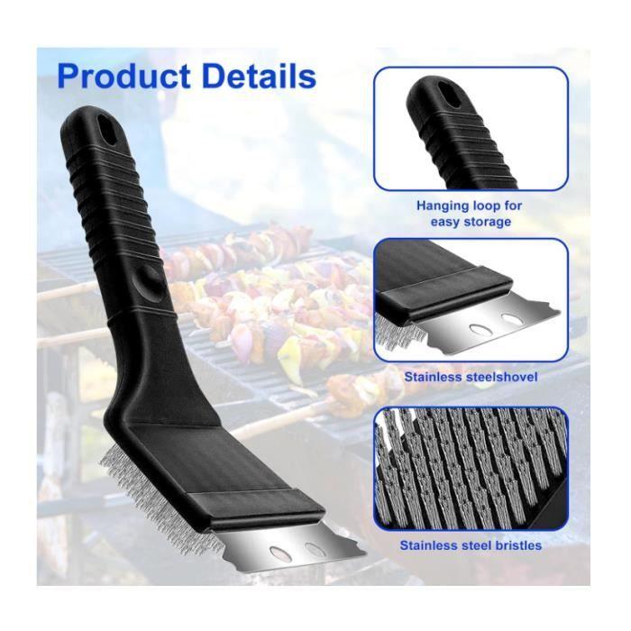 Barbecue Brush - Stainless Steel - 3 Pieces - Effective Cleaning - Hard Scraper