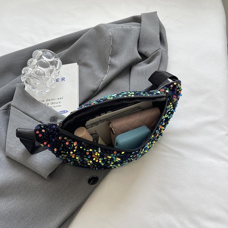 Glitter Women's Bag  Casual Fanny Pack  Shoulder  Crossbody  Chest  Hip Hop  Belt Bags  Women's Fashion  Luxury  Trend