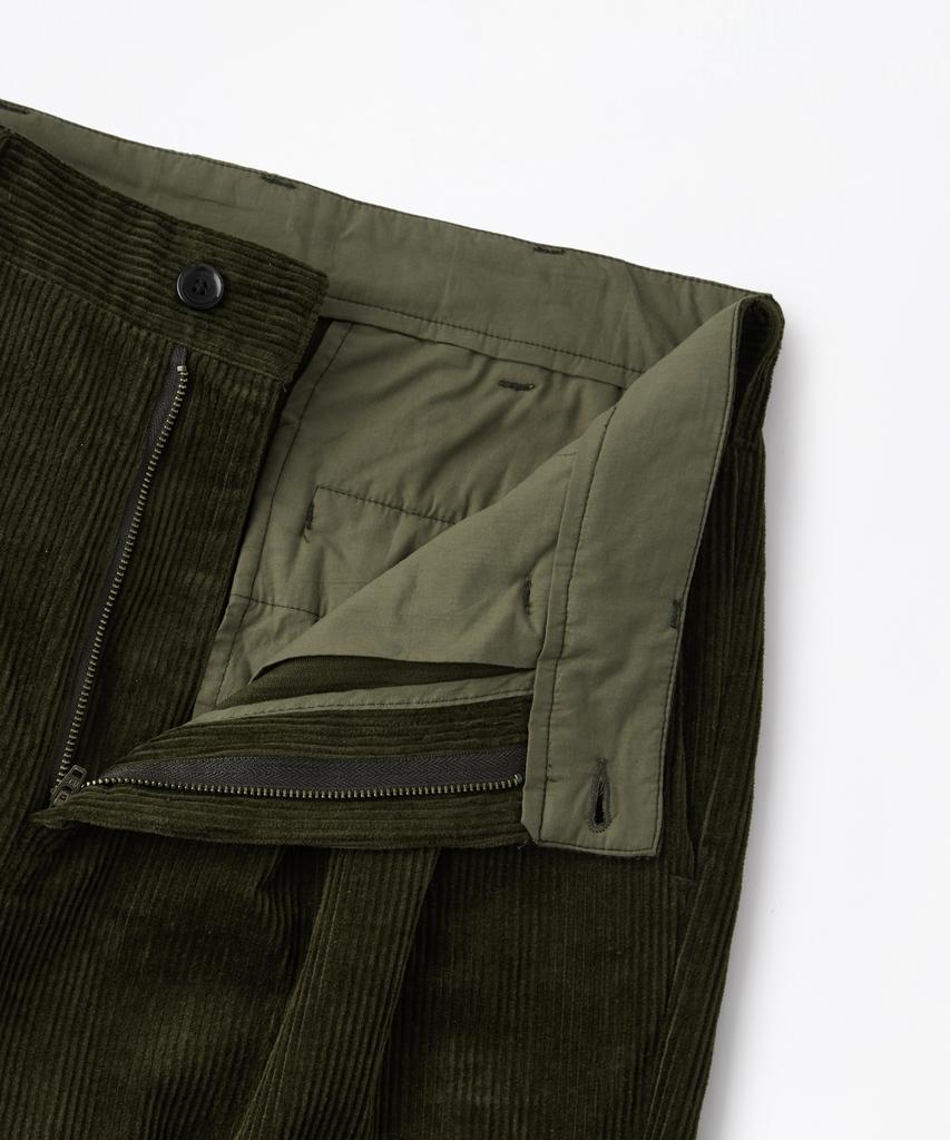 OUTSTANDING High Density Corduroy Double Pleated Pants_D.Olive