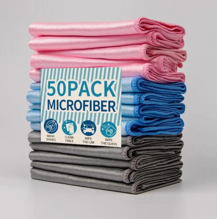 Microfiber Lint-Free Glass Cleaning Cloth for Mirrors and Wine Glasses