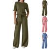 Conjunto de Moda Casual para Mujer con Top de Manga Corta y Pantalones Largos